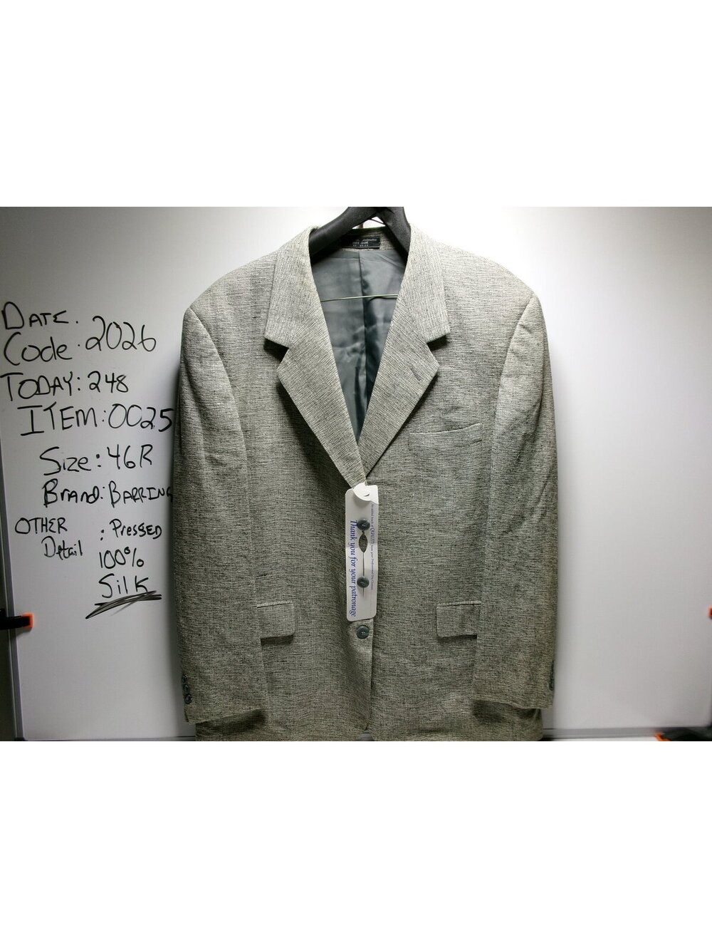 Barrington Mens Silk Sport Coat Blazer Size 46R